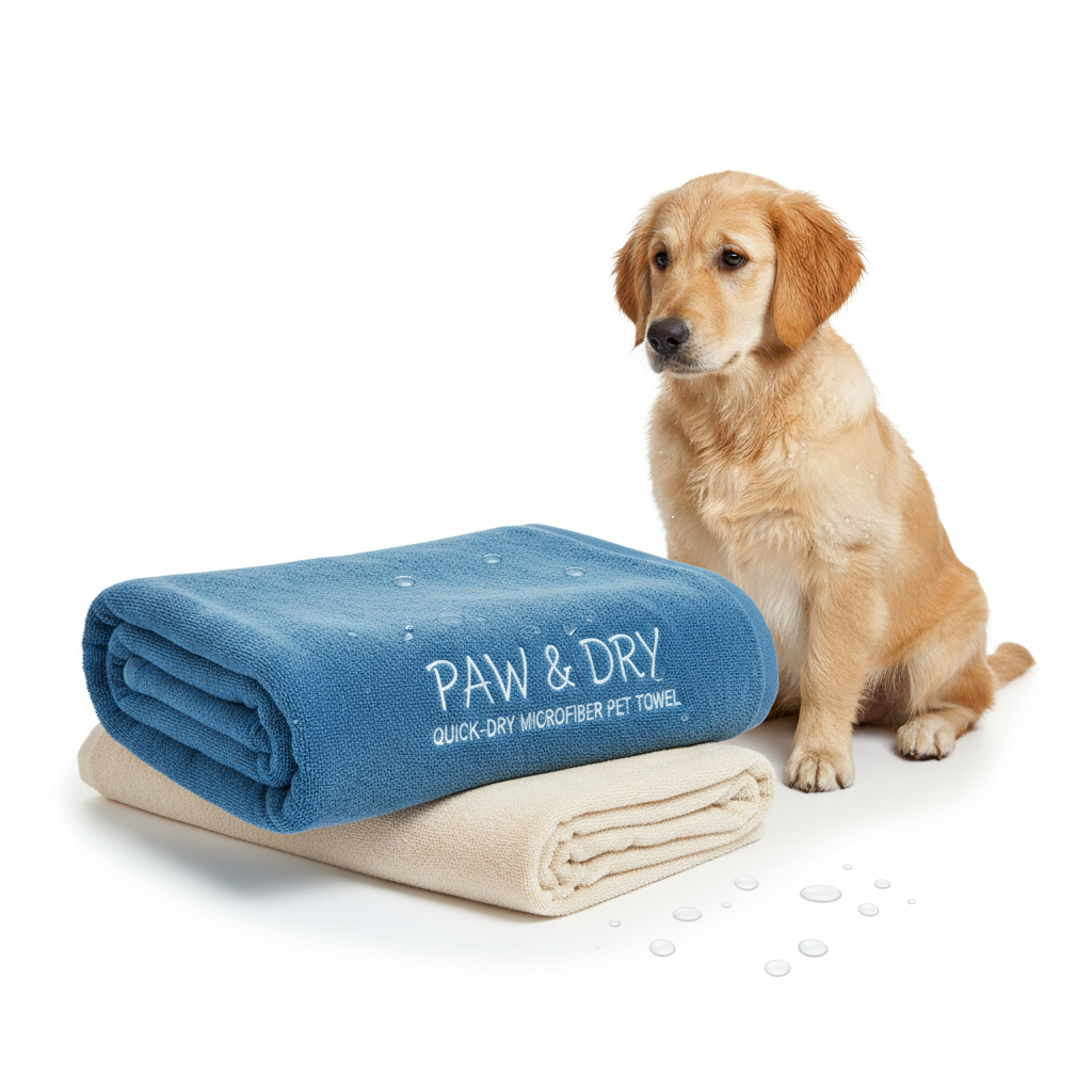 Quick Dry Towel for Dogs | Ultra Absorbent Microfiber Shammy | Extra Large 35X15 Size for All Breeds | Comfortable Hand Pockets | Indoor Outdoor Use | Durable Material | Machine Washable